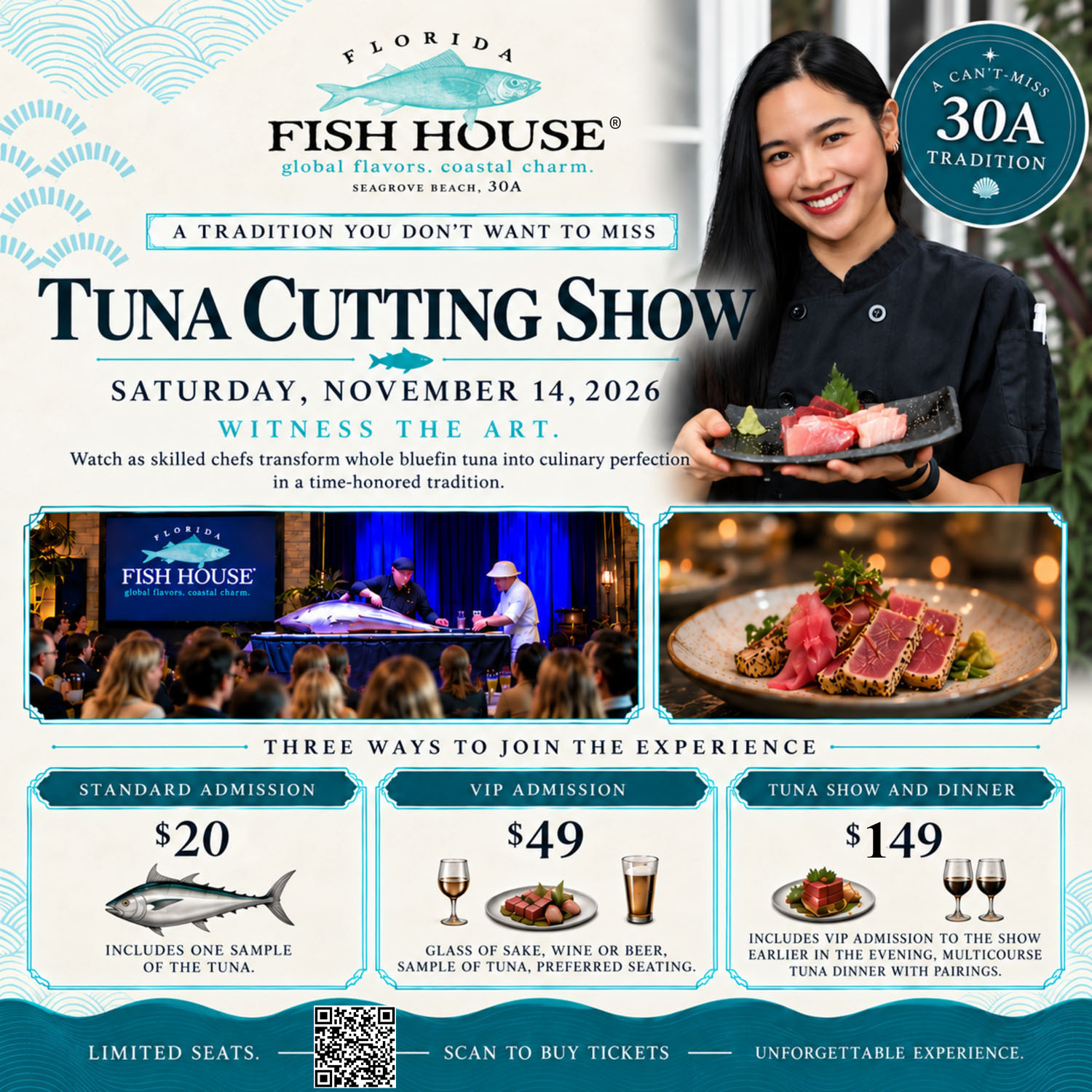 Tuna Cutting live experience at Old Florida Fish House